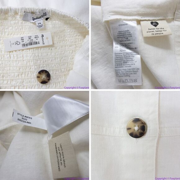 NEW Madewell Linen-Cotton Puff-Sleeve Mini Dress, lighthouse, 14‎ - Picture 12 of 16